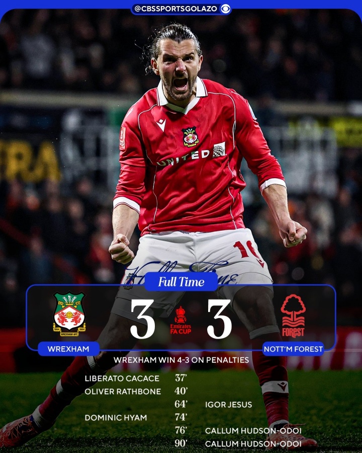 半岛体育-童话故事！英冠雷克瑟姆足总杯淘汰森林 联赛3连跳本场又爆冷晋级