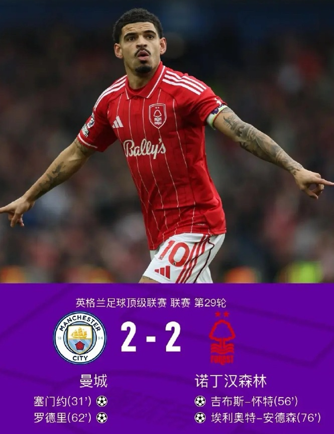 半岛体育-曼城2-2森林复盘，哈兰德低迷和争议判罚，蓝月亮一项数据致命